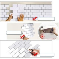 3D matricák Yoillione csempe 20 db vastagabb fehér PVC a konyha és a fürdőszoba