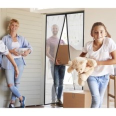 Magnetic mesh for door Mosquitoes 95x205 cm Black Easy assembly