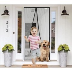 Magnetic mesh for door Mosquitoes 95x205 cm Black Easy assembly