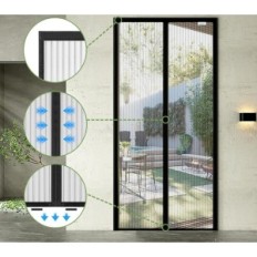 Magnetic mesh for door Mosquitoes 95x205 cm Black Easy assembly