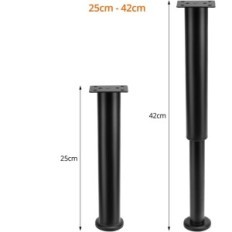 Meubelpoten QWORK Regelbaar 25-42 cm Zwart 4 stuks. Tentoonstelling