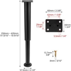 Möbelbeine QULT Einstellbar 25-42 cm Schwarz 4-tlg. Ausstellung