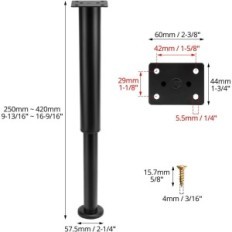 Nábytkové nohy QWORK Nastaviteľné 25-42 cm čierne 4 ks. Výstavy