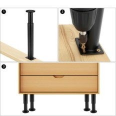 Møbelben QWork Adjustable 25-42 cm Black 4 stk. Utstilling