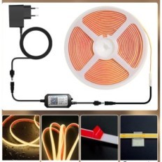 LED juostos COB 30 m (2 × 15 m) IP68 24 V šiltas baltas su nuotoliniu valdymu