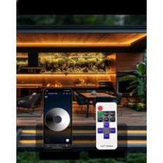 LED juostos COB 30 m (2 × 15 m) IP68 24 V šiltas baltas su nuotoliniu valdymu