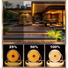 LED ταινία COB 30 m (2 × 15 m) IP68 24 V ζεστό λευκό με τηλεχειριστήριο