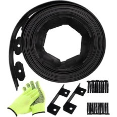 Lawn edging flexible plastic 10x2000 cm black with 30 anchors