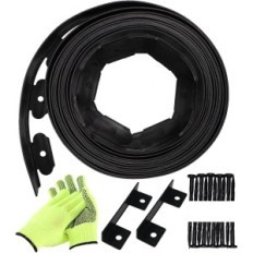 Lawn Edging Flexibel Plast 10x2000 cm Svart med 30 ankare