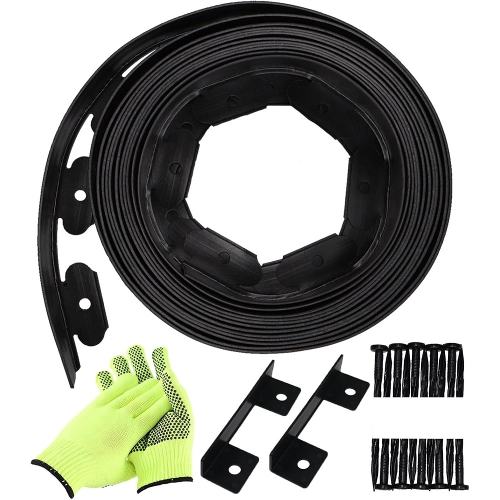 Lawn edging flexible plastic 10x2000 cm black with 30 anchors