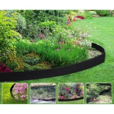 Lawn edging flexible plastic 10x2000 cm black with 30 anchors