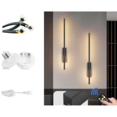 Aipsun fali lámpák 2db 64cm 5W fekete LED 3000K- 6000 K vezeték nélküli távirányítóval