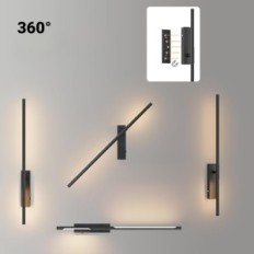 APSUNT sienos 2 vnt 64cm 5W juoda LED 3000K-6000K bevielis su nuotoliniu valdymu