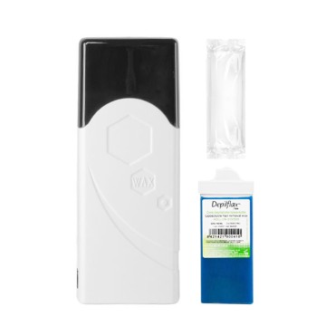 Kit d'épilation ACTIVESHOP iWax avec Chauffe-rouleau Simple F-0 40W Blanc + Rouleau + Bandes — ensemble présenté