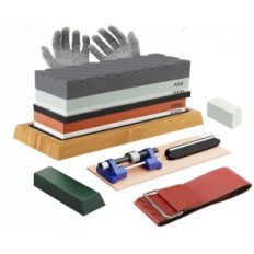 Pietre per affilare coltelli Set professionale completo con accessori + scalpello