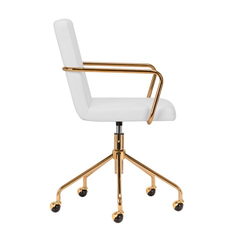 Kosmetisk stol QS-OF211G guld ljusgrå — sidosida