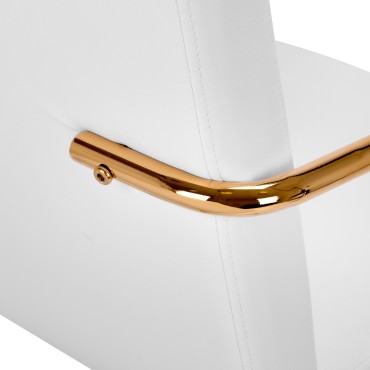 Kosmetikstuhl QS-OF211G gold hellgrau — Detailaufnahme Armlehne