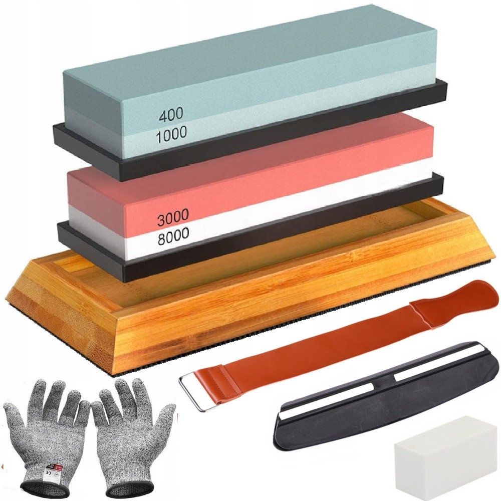 Kniv Stone Stone Vandstone Osełka Stone 400/1000 3000/8000 + Handsker
