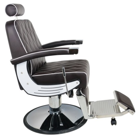 Sillón barbero Gabbiano Imperial marrón — vista lateral