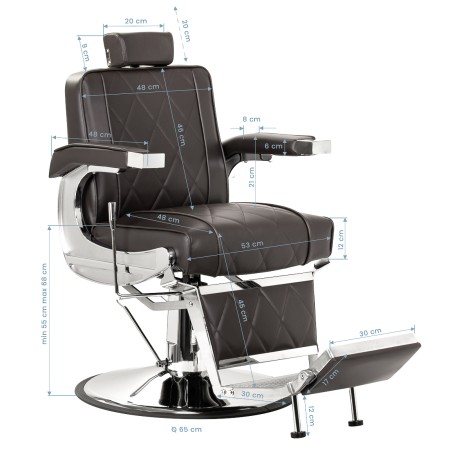 Poltrona da barbiere Hair System BM88066 marrone — vista laterale