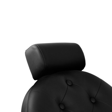 Barber chair Gabbiano Niccolo black with black base — close-up of the head