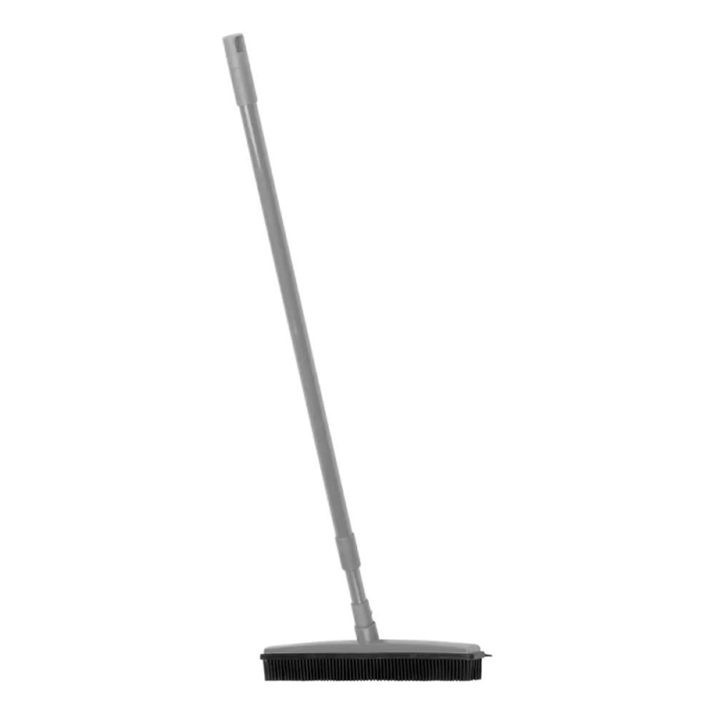 Escoba de goma para peluquería con palo telescópico gris