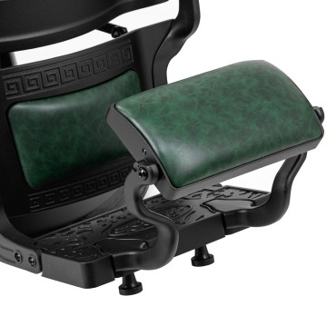Sillón de barbero Gabbiano President verde — detalle del reposabrazos