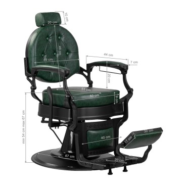 Fauteuil de barbier Gabbiano President vert — vue latérale