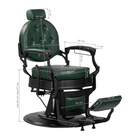 Barber chair Gabbiano President green — side view