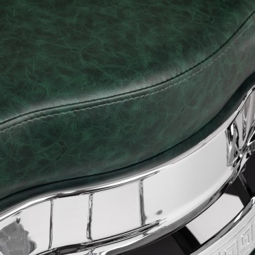 Barbierstuhl Gabbiano President grün Chrom — Detailaufnahme Sitz