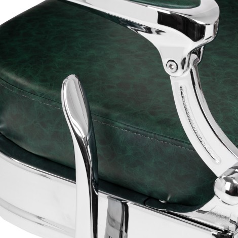 Barbierstuhl Gabbiano President grün Chrom — Detailaufnahme Armlehne