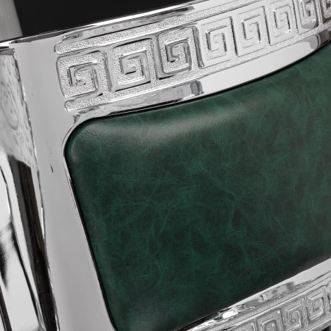 Barbierstoel Gabbiano President groen Chroom — detail rugleuning