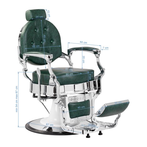Barber chair Gabbiano President green Chrom — side view