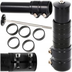 Adapterverlängerung des Lenkrads stützt einen Kopf für das Fahrrad. Schwarze