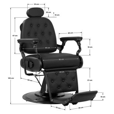 Fauteuil de barbier Gabbiano Francesco Black noir