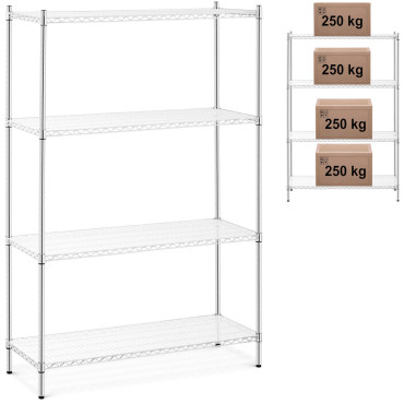 Delavnica kromirana odprtina 4 police + 4 podloge do 1 T 1000 kg 120x45x180 cm