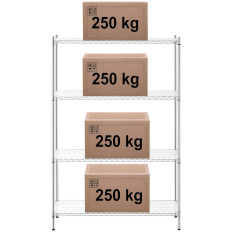 Delavnica kromirana odprtina 4 police + 4 podloge do 1 T 1000 kg 120x45x180 cm