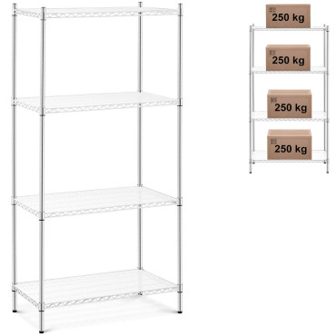 Εργαστήριο χρωμίου ράφι 4 ράφια + 4 χαλάκια έως 1 t 1000 kg 90x45x180 cm