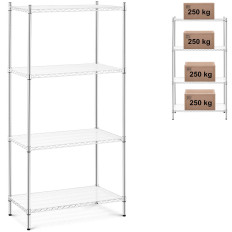 Seminaras Chrome vielos stovas 4 lentynos + 4 kilimėliai iki 1 t 1000 kg 90x45x180 cm