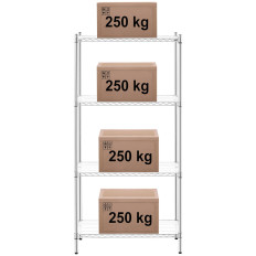 Delavnica Chrome Wire Rack 4 Police + 4 Mats do 1 T 1000 kg 90x45x180 cm