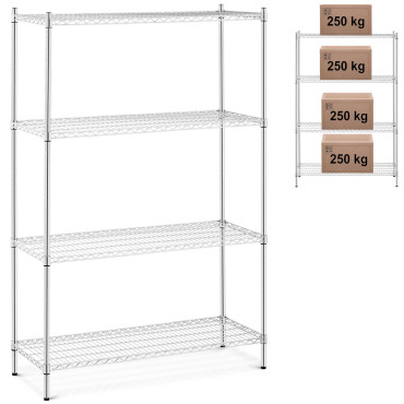 Delavnica kromirane 4 odprtine police do 1 T 1000 kg 120x45x180 cm
