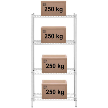 Delavnica kromirana 4 žične police do 1 T 1000 kg 90x45x180 cm