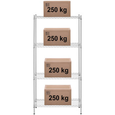 Delavnica kromirana 4 žične police do 1 T 1000 kg 90x45x180 cm