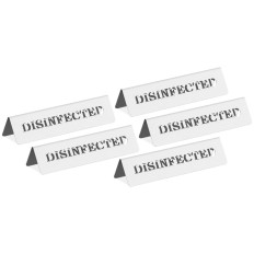 Informationsplatta på desinficerade / Desinfiziers Rostfritt stålbord 5 objekt.