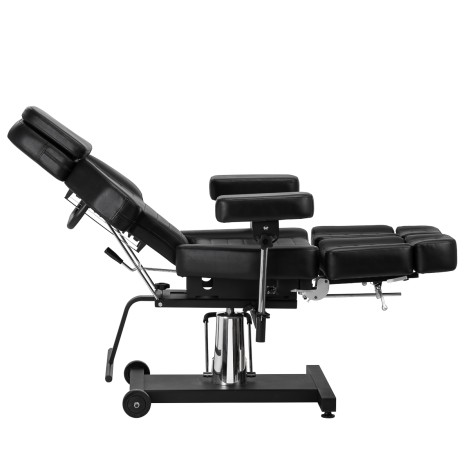 Cadeira de tatuagem hidráulica Pro Ink 601A preta — vista lateral