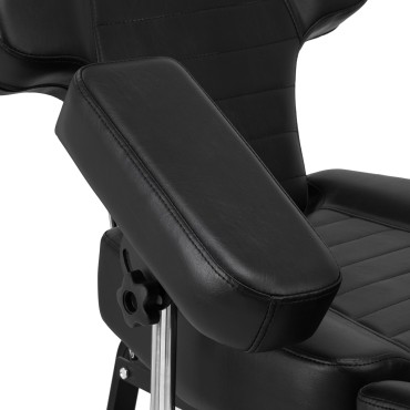 Fauteuil de tatouage hydraulique Pro Ink 601A noir — gros plan accoudoir