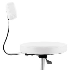 Stoel Kruk Cosmetische Hoker met rugleuning op wielen tot 150 kg Terni White