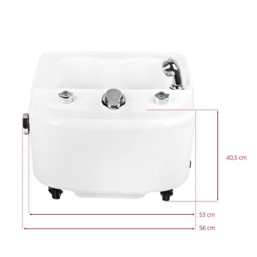 Vasca pedicure Azzurro a023 con idromassaggio e ruote — vista frontale