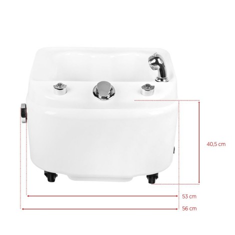 Azzurro a023 pedicurebak met hydromassage en wielen — vooraanzicht