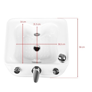 Bac pédicure Azzurro a023 avec hydromassage — vue de dessus
